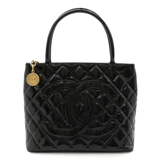 Chanel Black Leather Shoulder Bag Tote Bag (Pre-Owned)