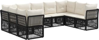 vidaXL Conjunto De Sof&aacute;s De Jard&iacute;n 9 Uds. Negro Rat&aacute;n Sint&eacute;tico Vidaxl