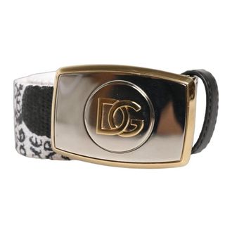 Dolce & Gabbana Belts, unisex, White, Size: ONE SIZE Graffiti Print Gold Metal Buckle Belt