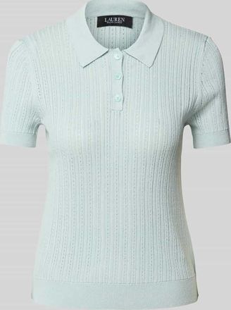 Lauren Ralph Lauren Poloshirt mit kurzer Knopfleiste in Bleu, Gr&ouml;&szlig;e XL