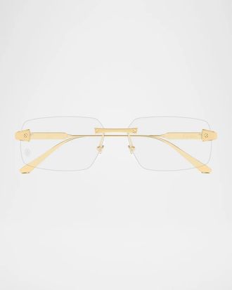 Cartier Men & apos;s CT0655O Santos Classic Titanium Rectangular Optical Glasses