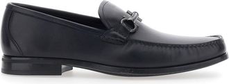 Ferragamo Black Leather Gancini Loafer