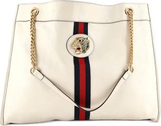 Gucci Rajah grote leren shopper met ketting - Beige