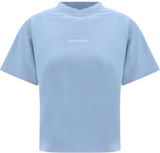 Balenciaga Back T-shirt - Dames - T-shirts - Blauw - L - Katoen - Tops