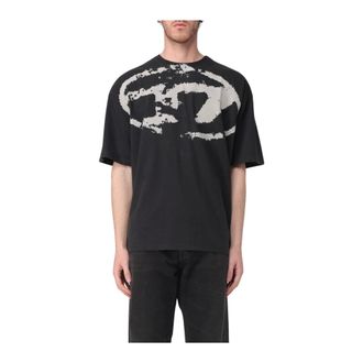 Diesel T-Shirts, male, Black, Size: M Graphic Tee Short Sleeve Cotton