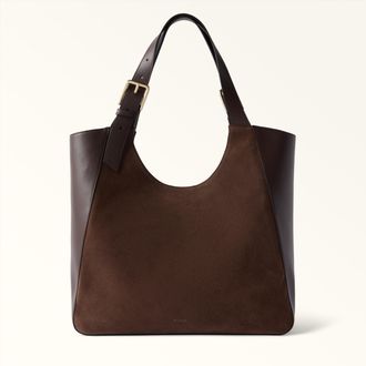 Furla Dora Borsa Shopping M Toni Cioccolato Marrone Camoscio + Pelle Di Vitello Sidney Donna