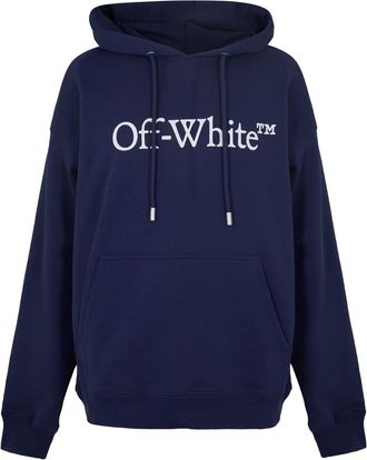 Off-white Mens Off White Oversize Hooded Neck Long Sleeve Sweatshirt in Dark Blue-White - Size X-Small