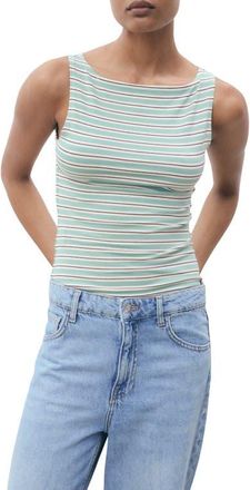 Mango Stripe Boat Neck Tank Top in Green at Nordstrom, Size X-Small