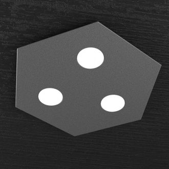 Top-Light Top-light - Plafoniera Moderna Esagonale Hexagon Metallo Grigio Antracite 3 Luci Led 12X3W