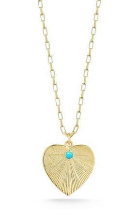 Sphera Milano 14K Gold Plated Sterling Silver Heart Pendant Necklace in Gold/turquoise at Nordstrom Rack