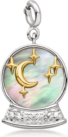 Ross-Simons Black Mother-Of-Pearl Fortune Telling Ball Charm in Sterling Silver and 18kt Gold Over Sterling