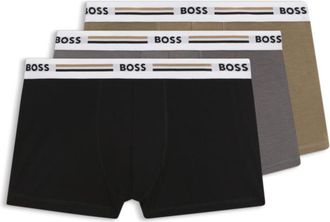 BOSS Three-pack of trunks with stripe and logo waistbands