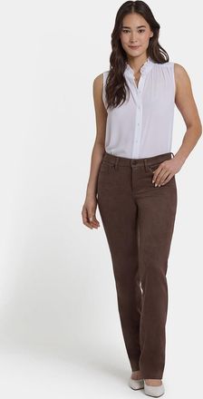 NYDJ Marilyn Rechte Broek in Stretch Nepleer | Koffieboon