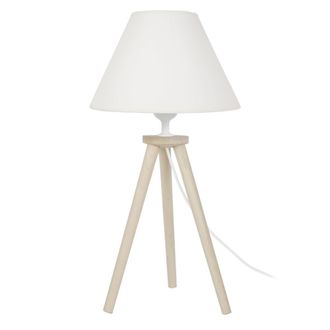 Tosel L&aacute;mpara de mesamadera Alt.44cm natural Pantalla: crudo