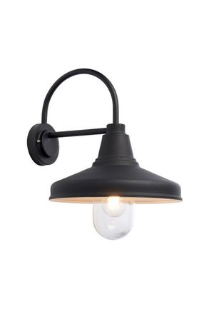 Netlighting Farmhouse Traditional Outdoor Dome Wall Light Textured Black Glass Shade IP44