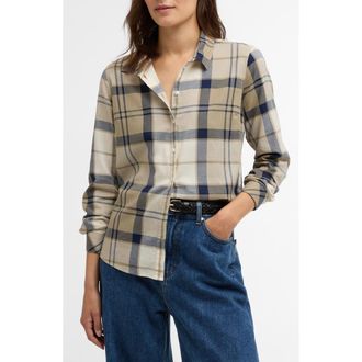 Barbour Bredon Tartan Cotton Button-Up Shirt in Dress Navy Tartan at Nordstrom, Size 10 Us