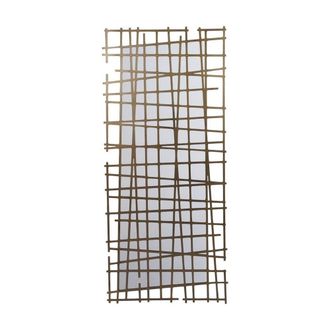 The Libra Company Lattice Wall Decor Mirror Brass Finish - Glass/Iron - L3xW62xH140 cm in Gold