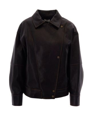 Liu Jo Deep Brown Shirt Collar Bomber Jacket
