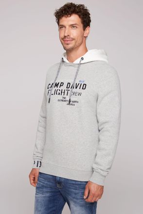 Camp David Kapuzensweatshirt CAMP DAVID, Herren, Gr. S, grau (granite melange), Sweatware, Obermaterial: 72% Baumwolle, 28% Polyester, bedruckt, meliert, regular