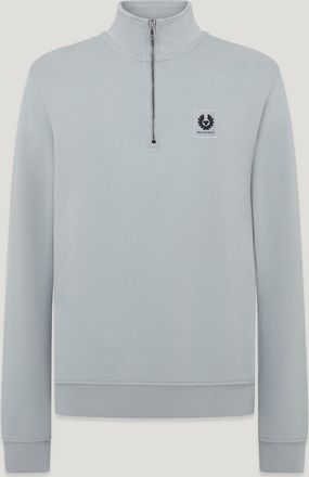 Belstaff Quarter Zip Sweatshirt Mens Cotton Fleece Quarry Blue Size 2XL