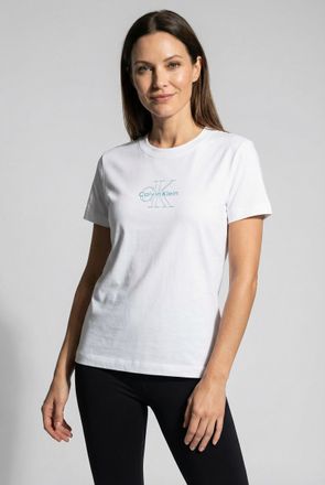 Calvin Klein Jeans T-Shirt CALVIN KLEIN JEANS SS CLASSIC FIT TEE, Damen, Gr. XXL (46), weiss (brilliant wei&szlig;), Single Jersey, Obermaterial: 100% Baumwolle, unifarben, re