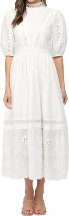 Fate Eyelet Midi Dress In White