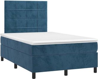 vidaXL Cama Box Spring Colch&oacute;n Y Led Terciopelo Azul Oscuro 120x190 Cm Vidaxl