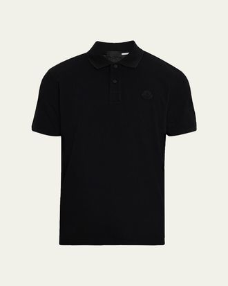 Moncler Mens Cotton Tonal Logo Polo Shirt