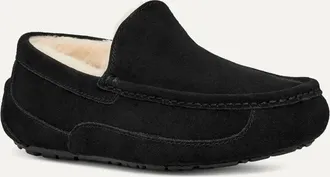 UGG Ascot 1101110W-BLK Loafer Men Black Suede Wool Lined Slip On Slippers GUG250