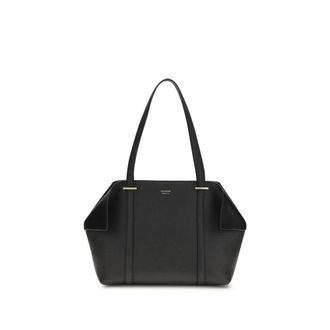 Ferragamo Black Calf Leather Bos Taurus Shoulder Womens Bag