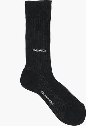 Dsquared2 Long Ribbed Solid Socks With Contrast Logo size 40