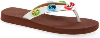 Marni Gem Flip Flop in Zp216 Lily White/Brown at Nordstrom, Size 11Us