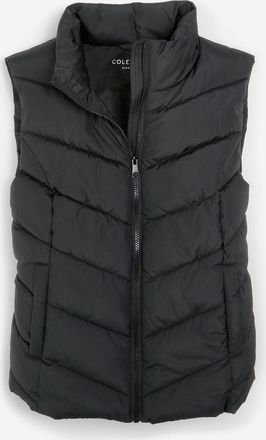 Cole Haan Womens Chevron Zip Front Vest - Black Size Medium