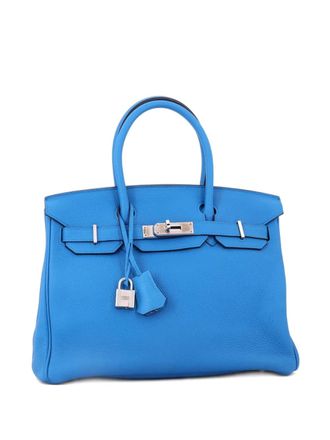 Herm&egrave;s Birkin Handbag Blue Togo with Palladium Hardware 30 tote bag - Blauw