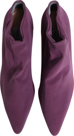 Dolce & Gabbana Womens Shoes Purple Suede Ankle Boots