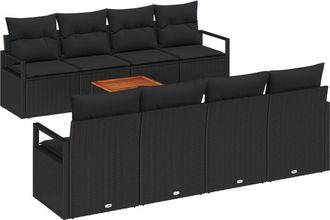 vidaXL Garden Sofa Set with Cushion 9 pcs Black Poly rattan Vidaxl