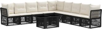 vidaXL Conjunto De Sof&aacute;s De Jard&iacute;n 10 Uds. Negro Rat&aacute;n Sint&eacute;tico Vidaxl