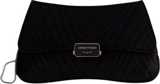 Emporio Armani Gewatteerde Clutch met Logo - Dames - Clutches - Zwart - ONE Size - Polyester - Tassen