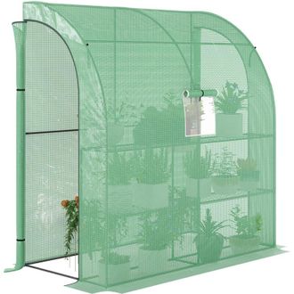 OUTSUNNY Invernadero Peque&ntilde;o Invernadero De Exterior Con Ventanas Estantes De 3 Niveles Y Marco De Acero 200x100x215 Cm Verde - Outsunny