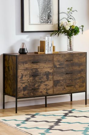 Home Discount Vida Designs Brooklyn 6 Drawer Bedside Cabinet Chest Of Drawers Storage Bedroom Furniture in Dark Brown