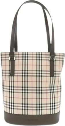 Burberry Pre-owned Bucket Bags, female, Beige, Size: ONE SIZE Pre-owned Canvas Bucket Bag
