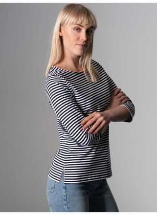 Trigema Longsleeve TRIGEMA TRIGEMA Shirt aus 100% Baumwolle mit 3/4-Arm, Damen, Gr. 3XL, blau (navy), 100% Baumwolle, Shirts Longsleeve