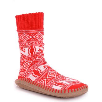 Muk Luks Gameday Slipper Socks in Nebraska at Nordstrom, Size Medium