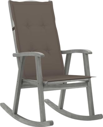 vidaXL Silla Baloi&ccedil;o Con Almohadillas Acacia Massive Grey - 252903