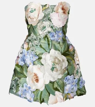 LEO LIN Roselle floral-appliqu&eacute; minidress