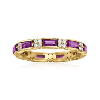 Ross-Simons Amethyst and. White Zircon Eternity Band in 18kt Gold Over Sterling