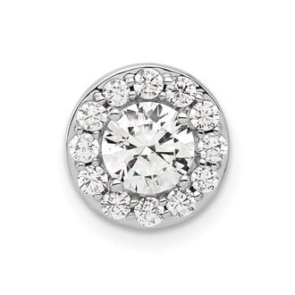 Diamond2Deal 14K White Gold Lab Grown Diamond Round Halo Chain Slide Pendant (1ct, VS, G-H)
