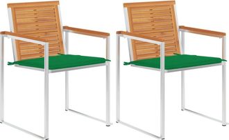 vidaXL Vidaxl - Sillas De Jard&iacute;n Con Cojines 2 Uds Madera Maciza Acacia Y Acero