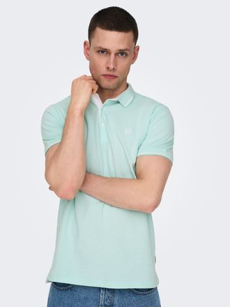 Only & Sons Poloshirt ONLY & SONS ONSFLETCHER SLIM SS POLO NOOS, Herren, Gr. XXL, yucca detail:melange, Piqu&eacute;, Obermaterial: 100% Baumwolle, unifarben mit Farbein