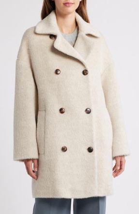Fleurette Tedi Double Breasted Wool & Alpaca Coat in Ecru at Nordstrom, Size 12